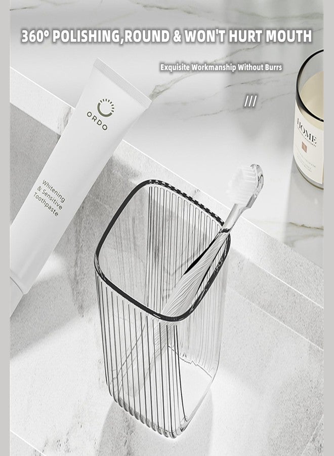 Chchmu Bathroom Toothbrush Cup 2 Pcs Minimalist Tumbler Cup Unbreakable Bathroom Wash Cup Large Capacity Couple Toothbrush Cup & Toothpaste Holder, Drink Cup Set of 2 - Image 3